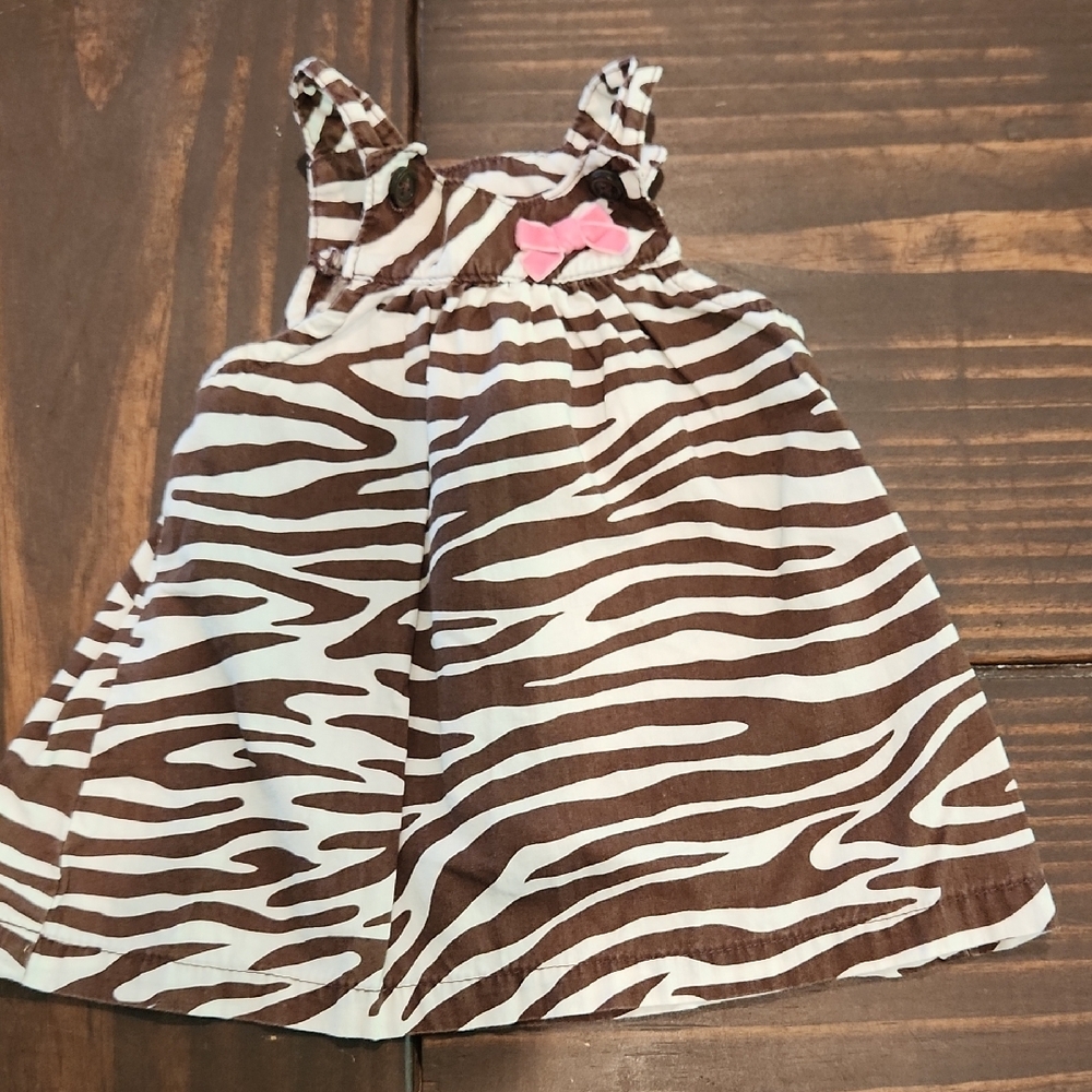 Zebra Print Dress with Pink Bow
